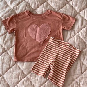 Cat & Jack Toddler 3T Pink Heart and Striped Shorts Set